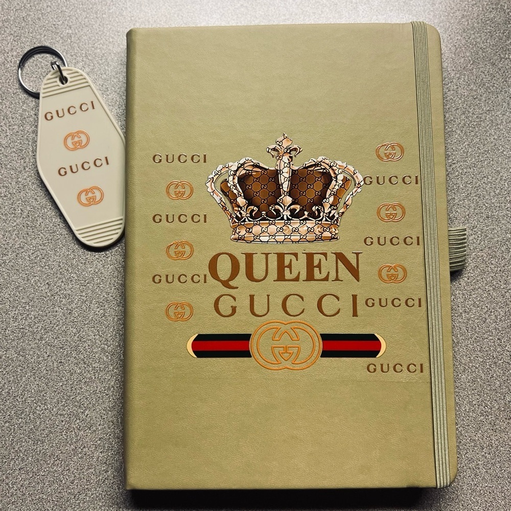 Beige Queen Journal with Crown and Keychain